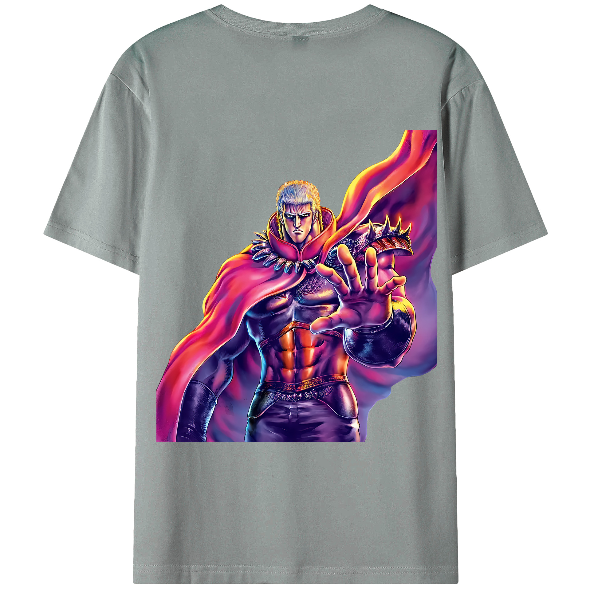 （画像用） 北斗の拳 Fist of the North Star 綿100％ メンズ半袖Tシャツ（バックプリント） 通気性